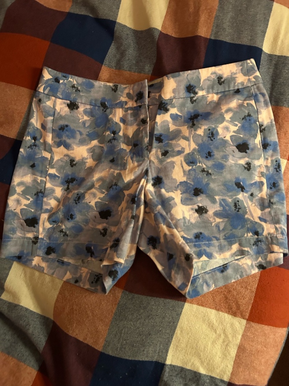 J. Crew women's Blue and White Floral Flat-Front Shortstop